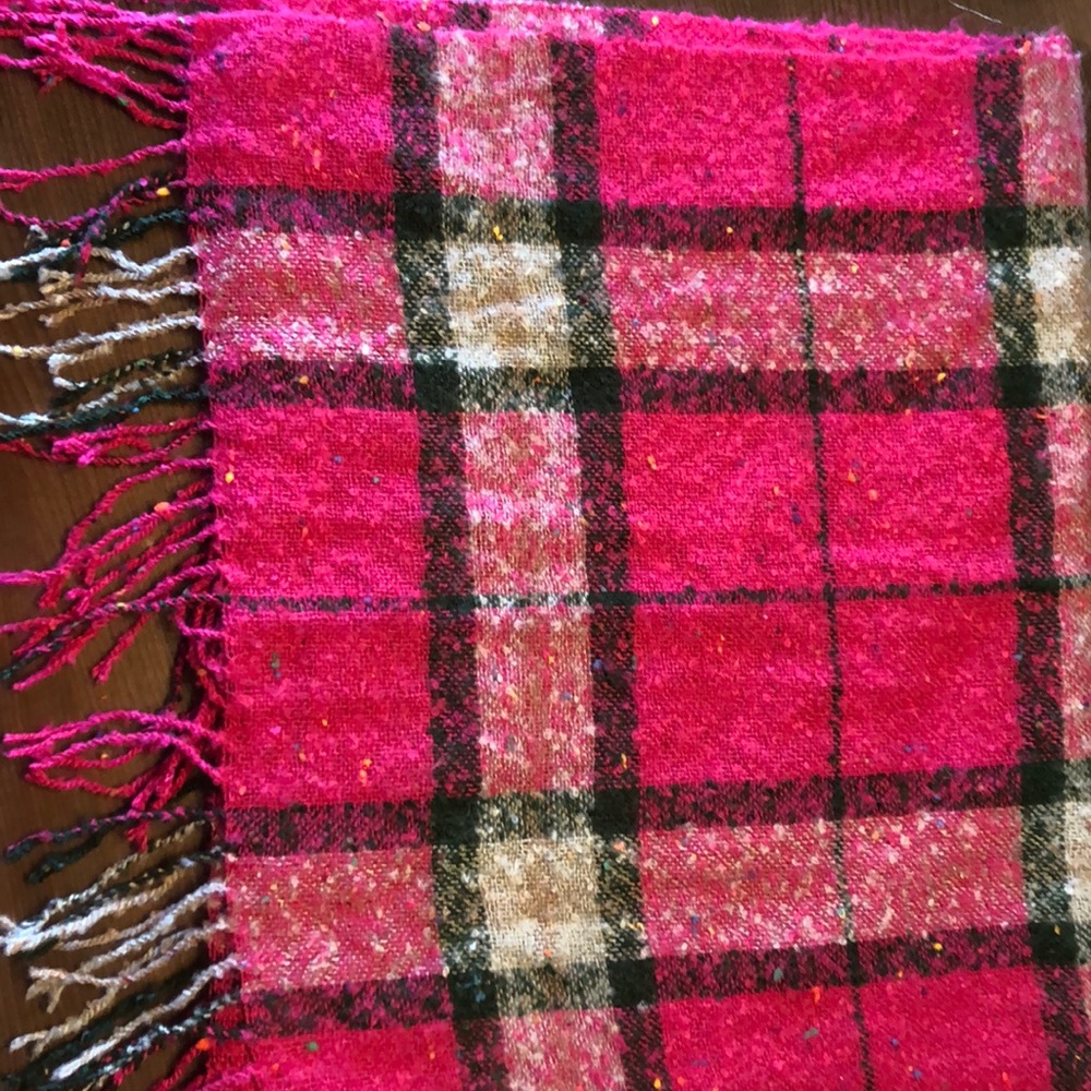 Pink, grey, and black scarf